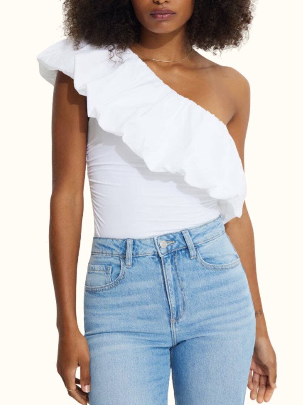 Dynamite One Shoulder Puff Sleeve Bodysuit